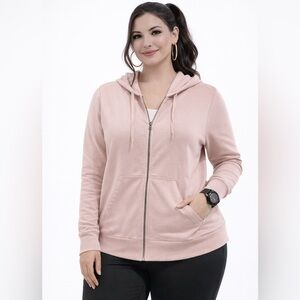 XL Daily Ritual Blush Soft Pink Zip-Up Hoodie